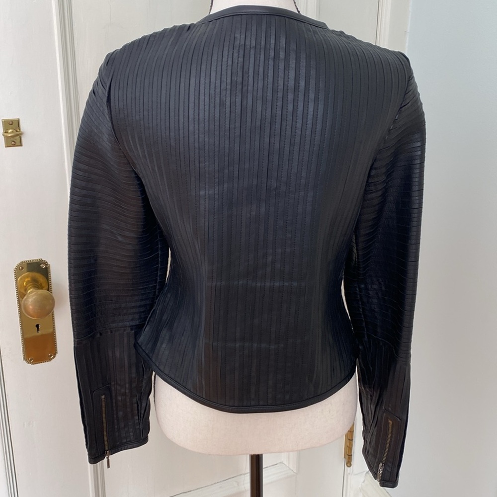 Designer Black Leather Jacket. - image 4